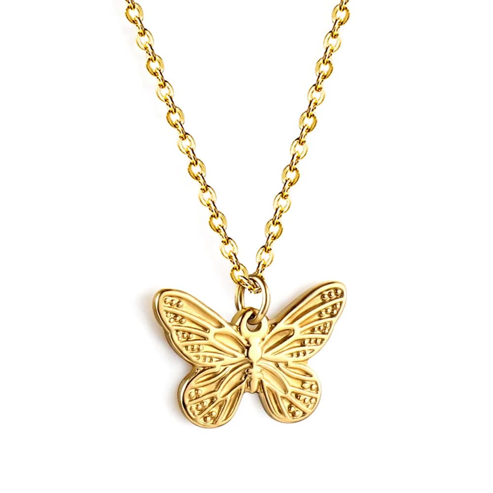 Ason 2025 Trend 18K Gold Plated Butterfly Necklace Stainless Steel Pendant Necklace