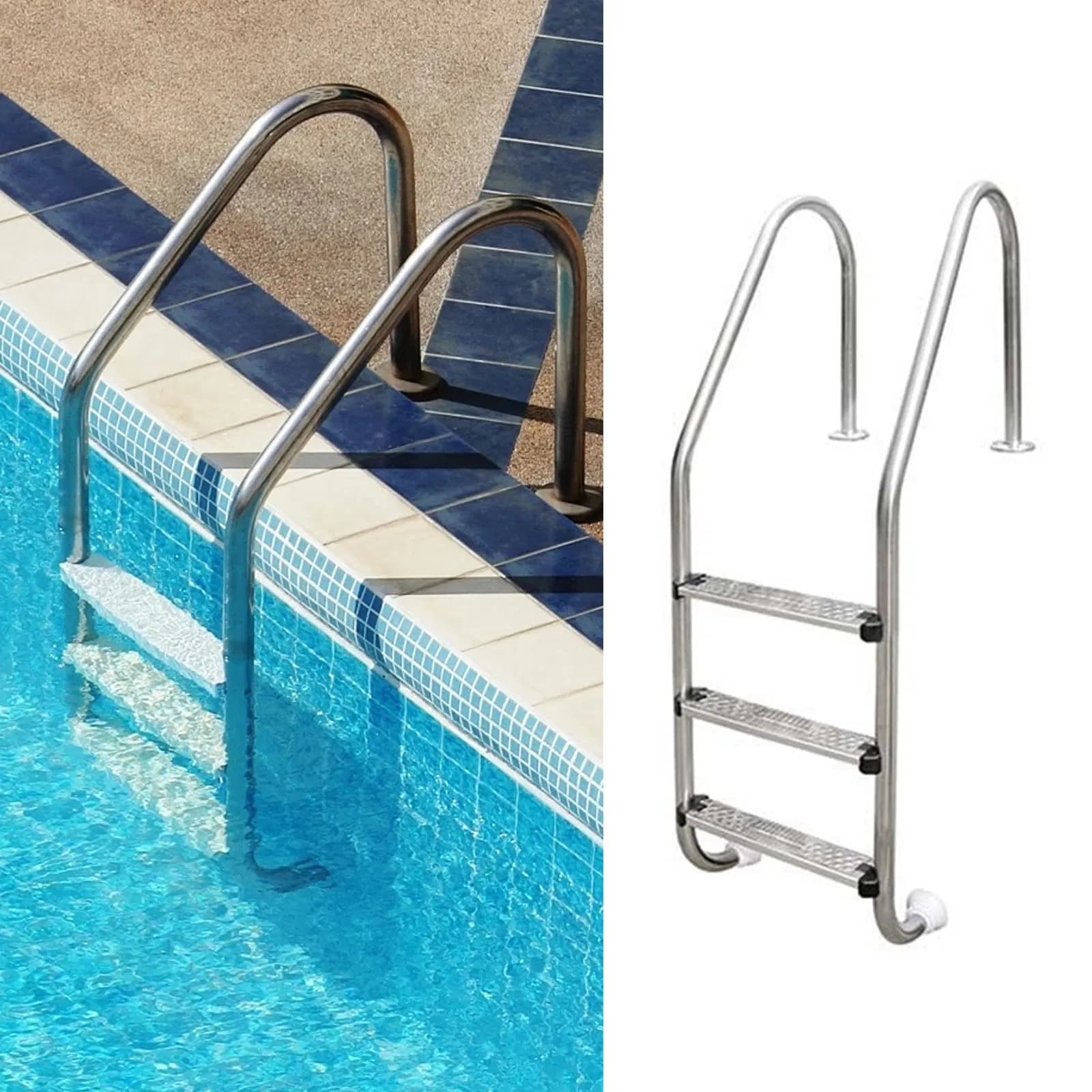 High-Quality 304 316 Stainless Steel Swimming Pool Ladder with Wide Steps, Anti-Slip Design