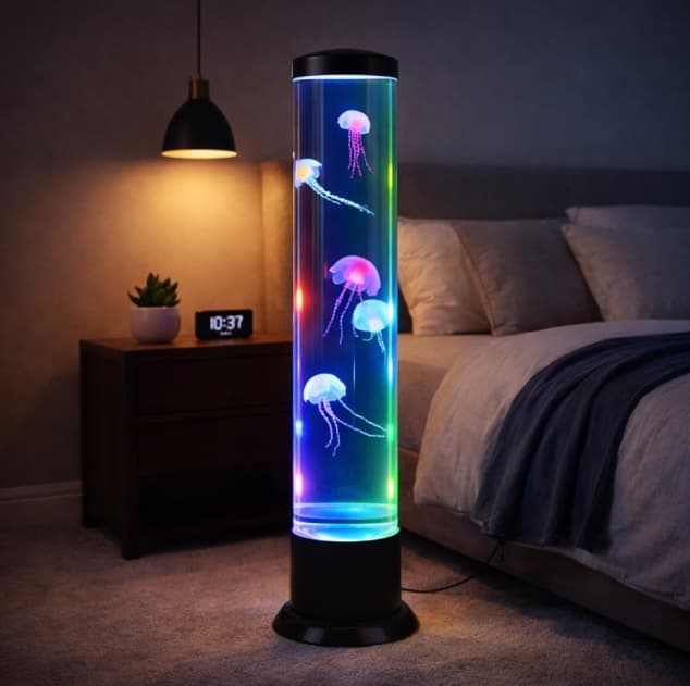 Jellyfish Lamp, 4 Mode Lifelike Jellyfish Aquarium, Auto Shutdown, Remote Control Electric Jellyfish LED Night Light, Fake Aquarium, Home Decoration