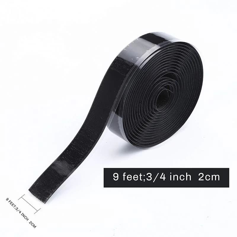 Self Adhesive Hook and Loop Tape Roll Used in Home|Office|School-Black