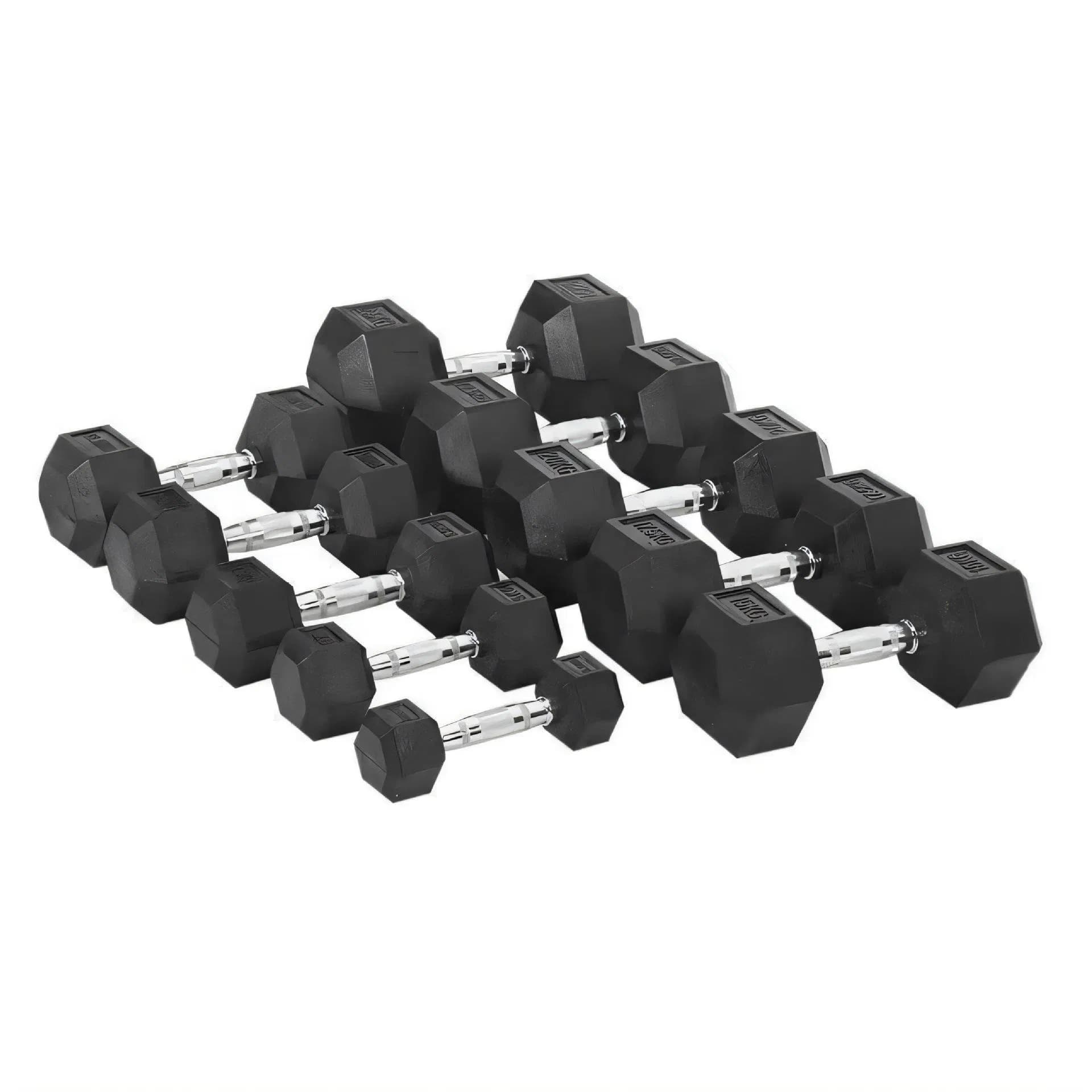 Custom Logo Adjustable Hex Rubber Material Fixed Dumbbell Set for Arm Shoulder Chest Unisex Gym Strength Training