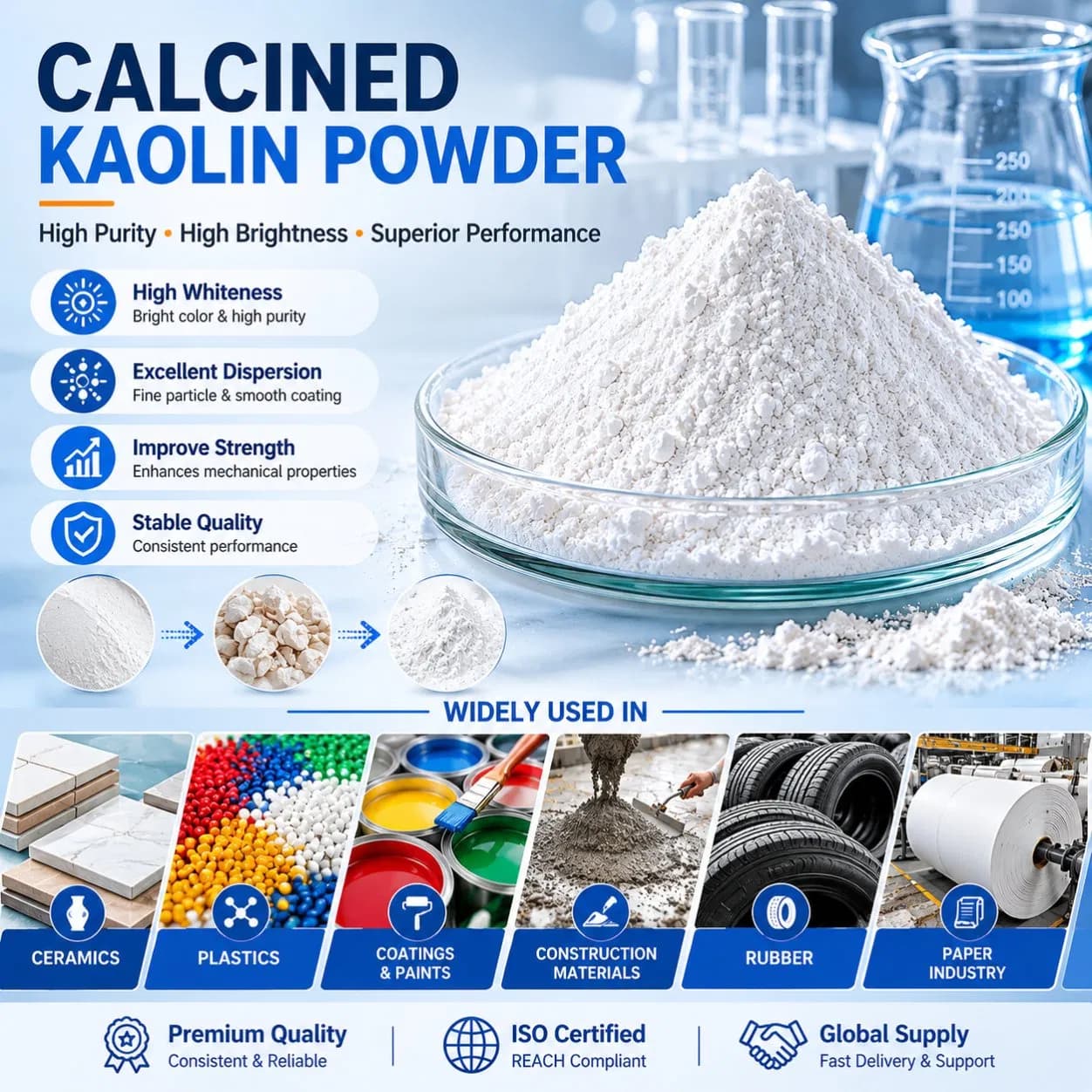 High-Performance Calcined Kaolin: Excellent Thermal Stability & Reinforcement