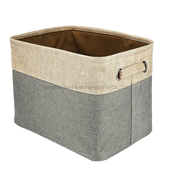 Decorative Collapsible Rectangular Linen Fabric Storage Bin Closet and Dresser Organizer