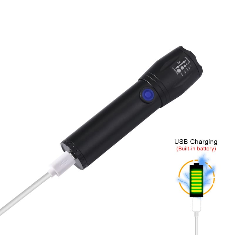 Helius Strong Light LED Torch Light Built-in Lithium Battery USB Charging Outdoor Waterproof Flashlight