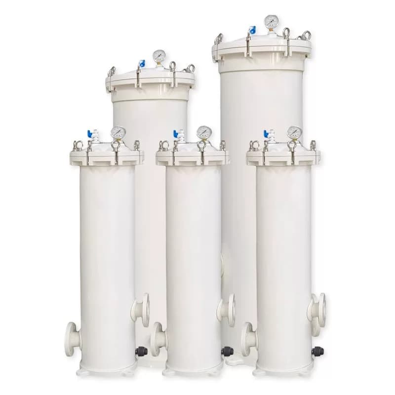 Fiberglass Bag Filter Housing for Corrosive Liquid Filtration with FRP Construction for Chemical Process and Industrial Liquid Treatment Systems