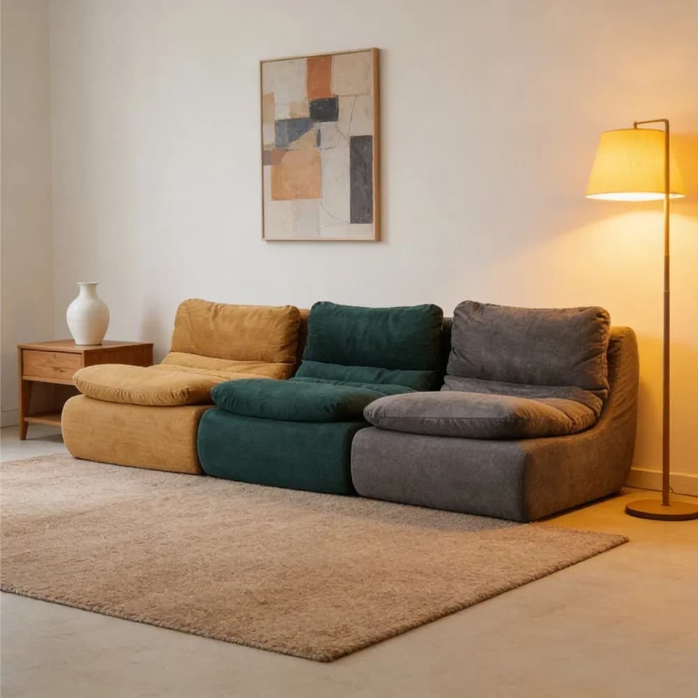 High Quality European Foshan Straight Row Form Velvet Set Black/Yellow Sofa with FSC