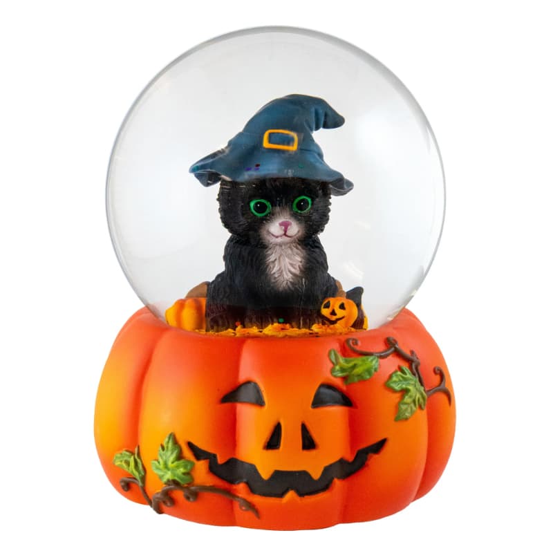 Polyresin Halloween Black Cats Snow Globe with Pumpkin Halloween Decorations