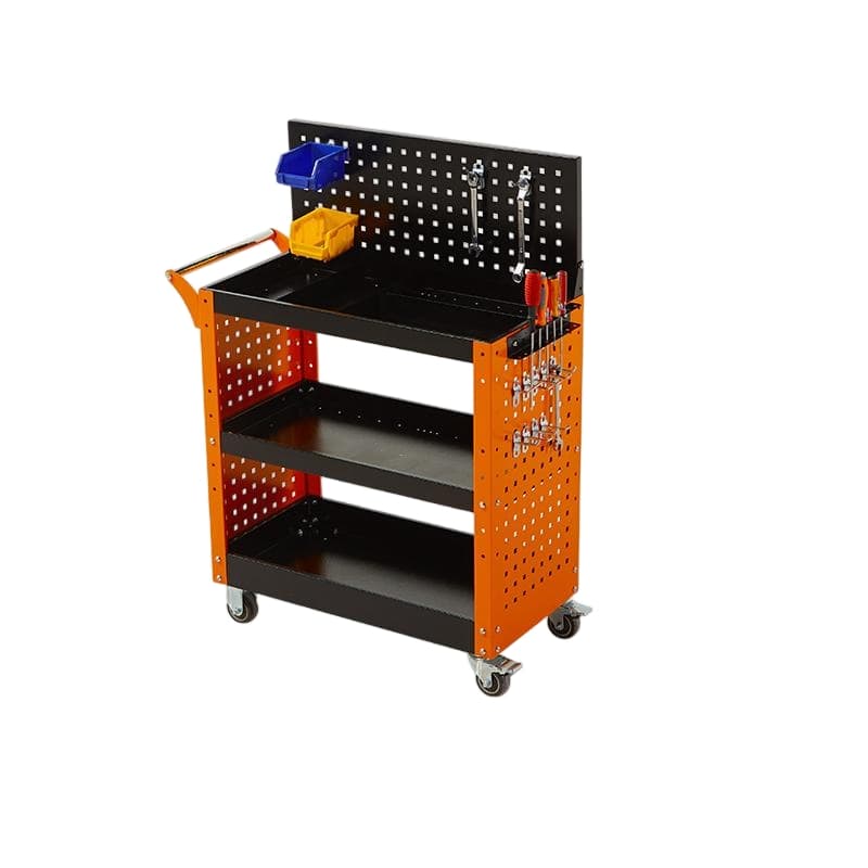 Commercial Warehouse Mobile Utility Cart Professional Heavy Duty Steel Rolling Storage Trolley Three Layer Trolley