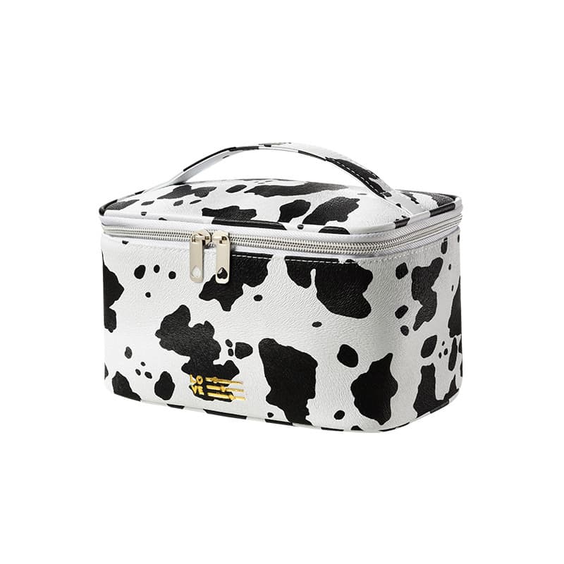 Women Cow Print Portable Skincare Storage Toiletries Cosmetic Lovely Makeup Travel Bag