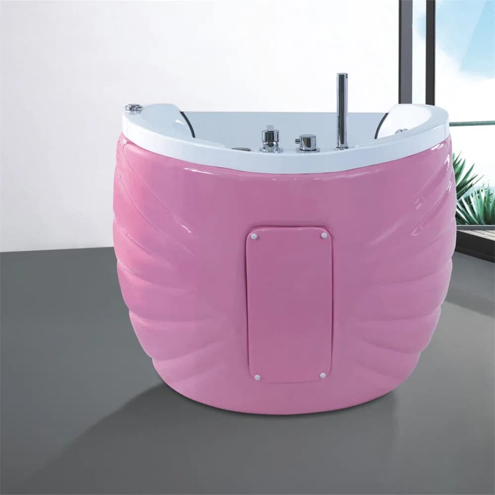 Pink and White Acrylic Modern Design Freestanding Round Small Baby Bathtubs
