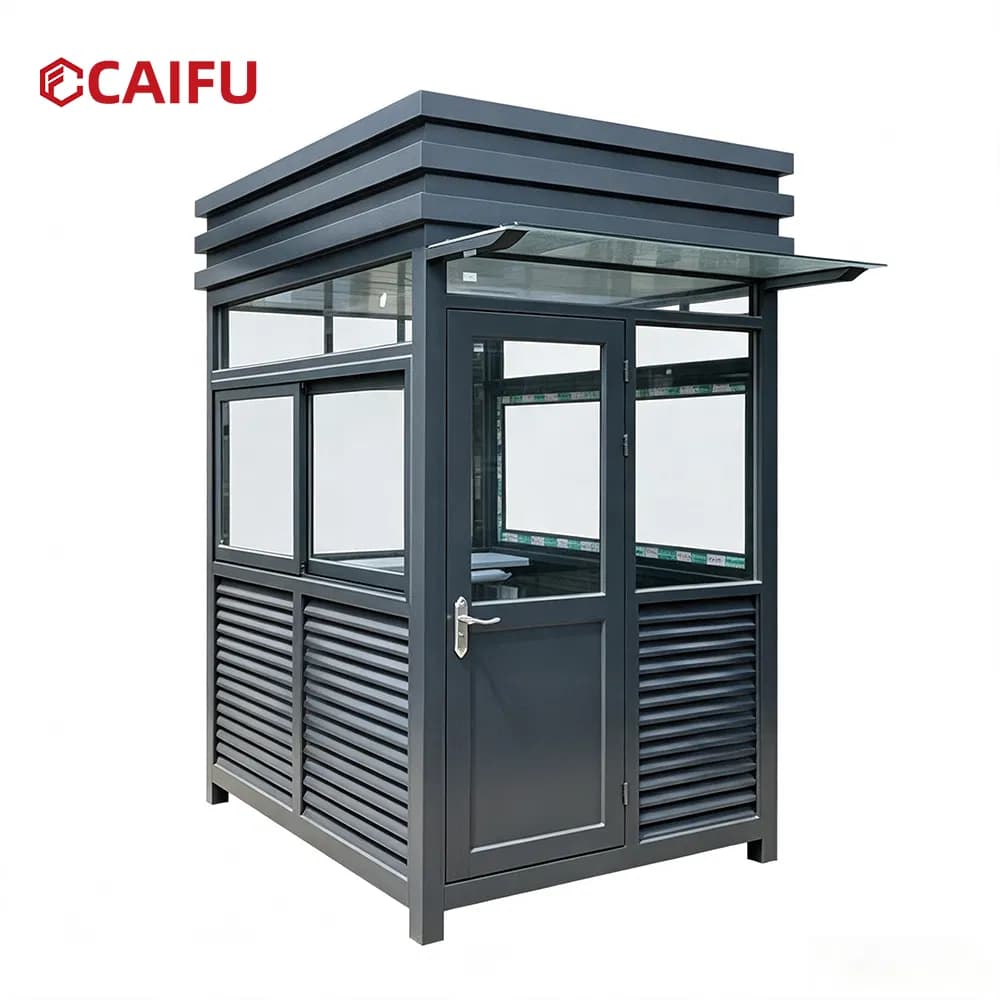 Guard Kiosk Security Booth Sentry Box Portable Steel Structure Waterproof Tempered Glass