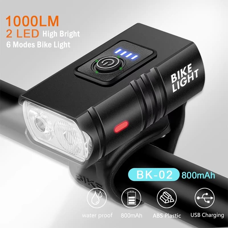 Bicycle Lamp T6 LED USB Rechargeable Bicycle Lamp, 6 Modes, Mountain Bike Flashlight, Bicycle Front Lamp, for Cycling, Front Lamp