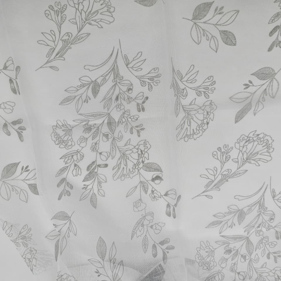 High-Quality Sheer Fabric Curtains with Leaf Embroidery Design