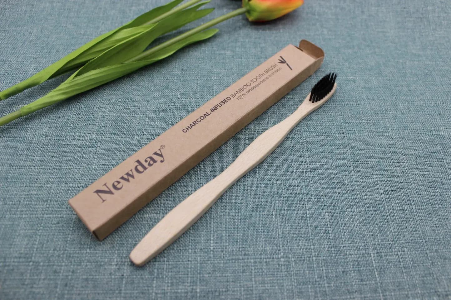 Natural Bamboo Toothbrush with Charcoal for Enhanced Oral Care