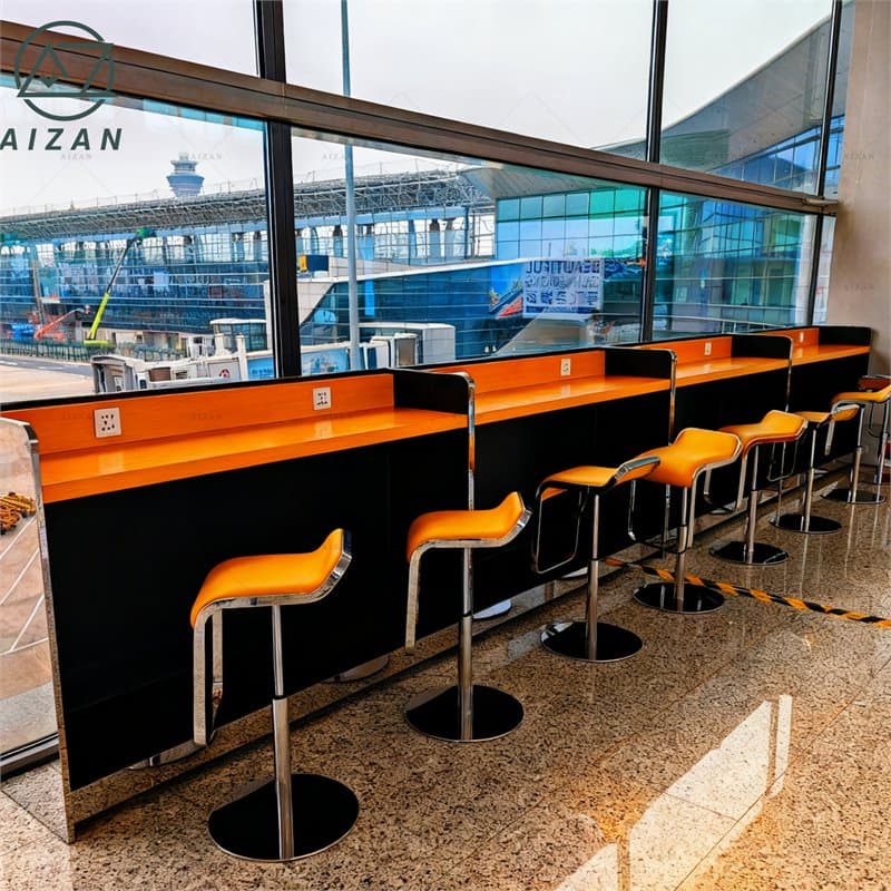 Custom Airport Furniture USB Charging Desk Terminal Airport Power Charging Station Factory Direct Corian Airport Charging Table