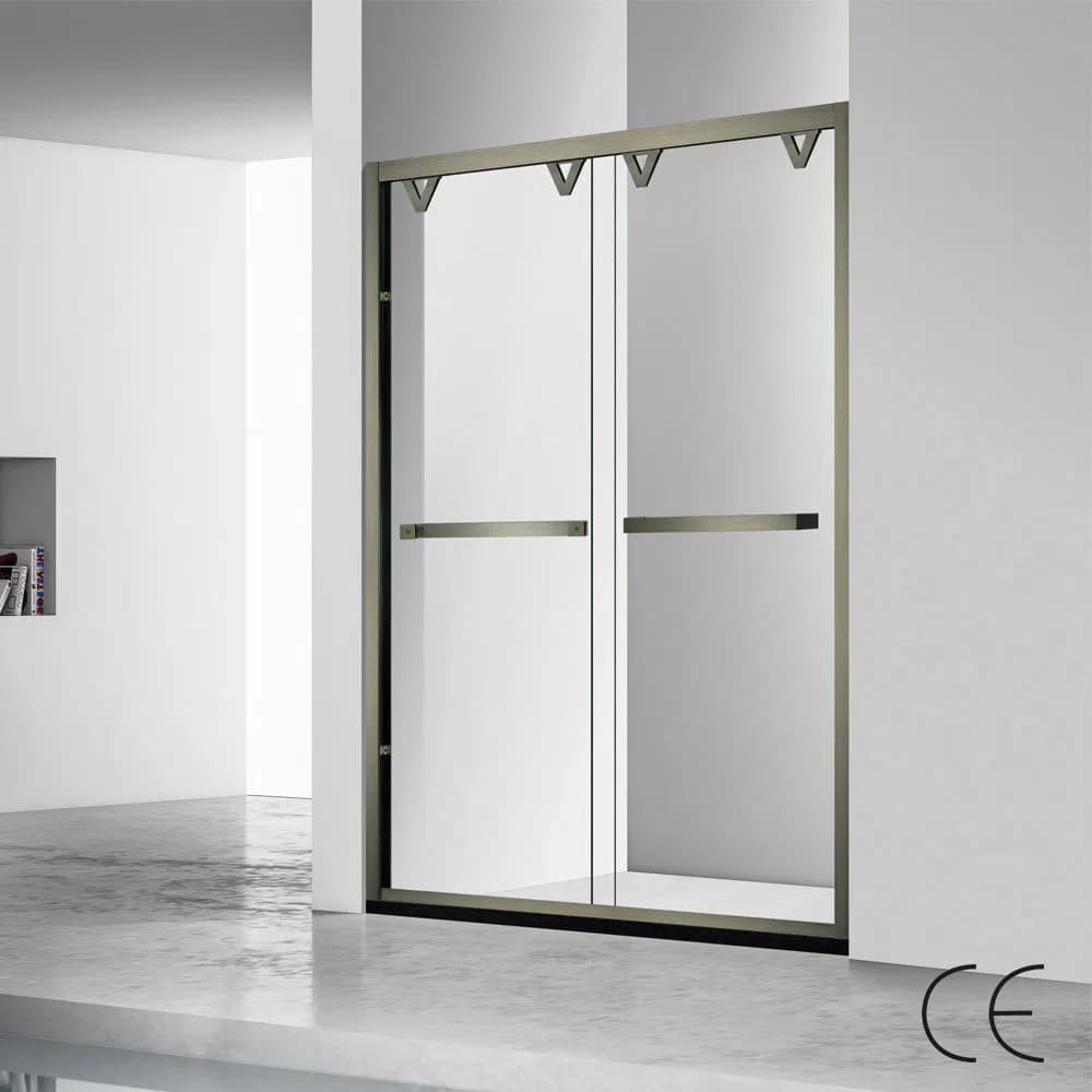 Framed Tempered Glass Double Sliding Shower Doors Design