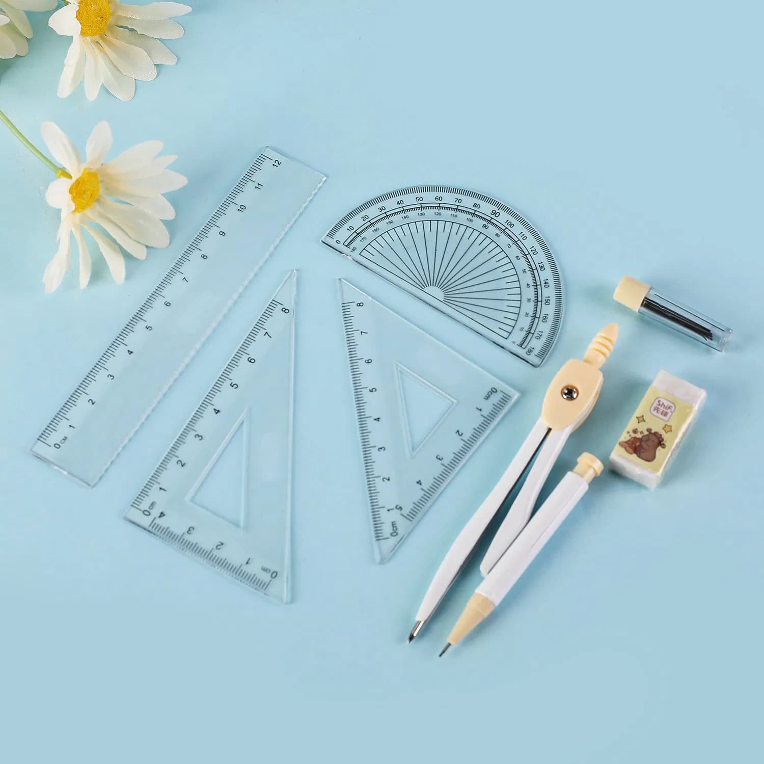 Plastic Mini Portable Student Pocket School Exam Drawing Painting Compass Set
