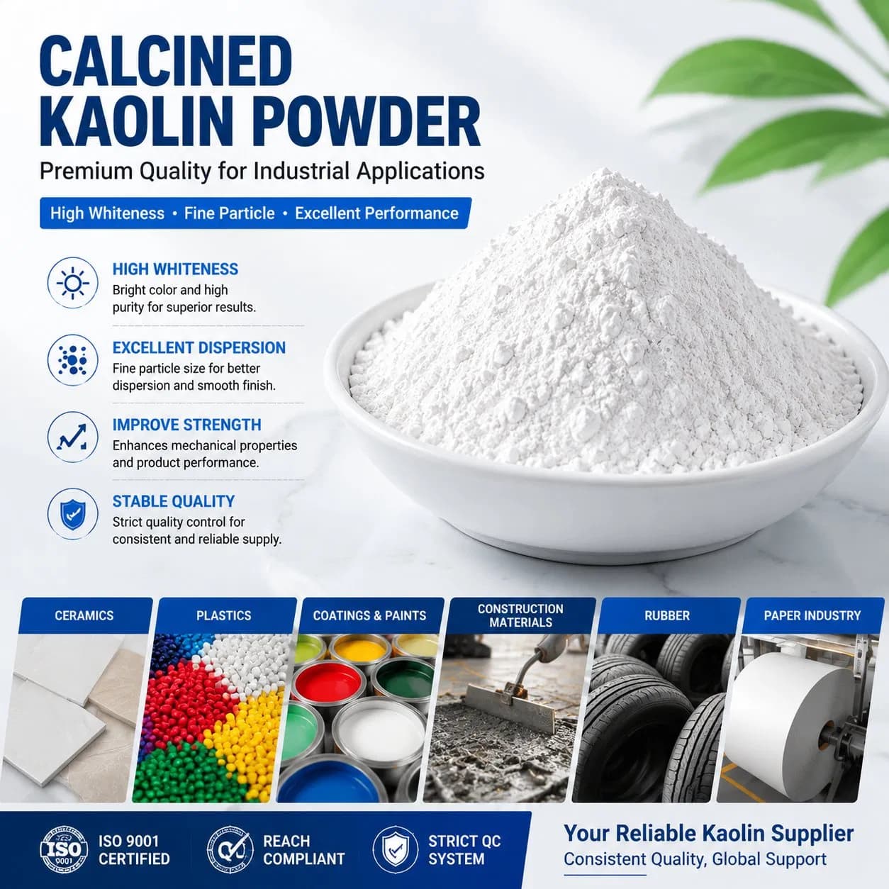 Premium Calcined Kaolin Powder: Exceptional Whiteness & Superior Dispersibility
