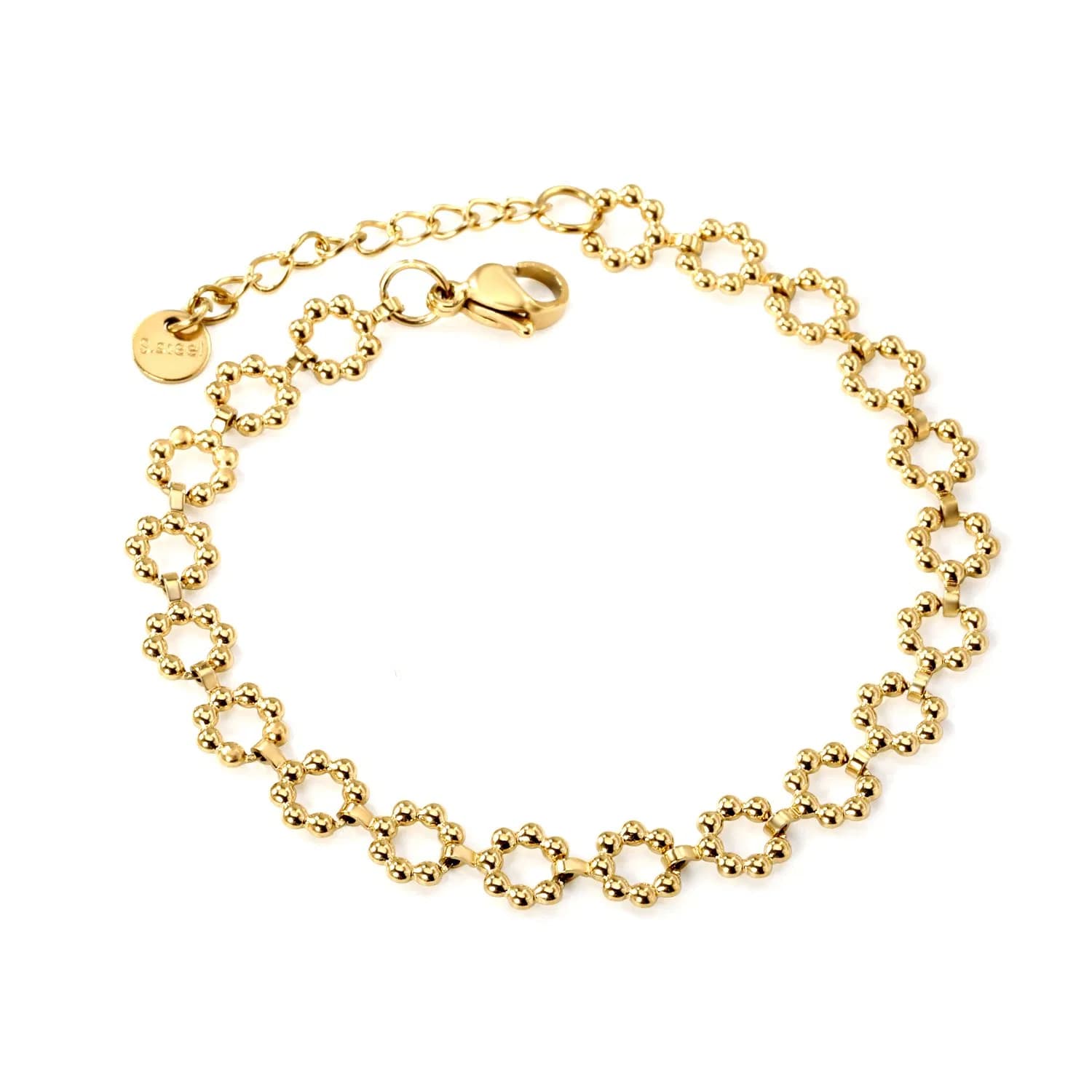 Ason Fashion Jewelry Wholesale Seven Bead Wreath Chain Bracelet Stainless Steel Gold Plated Bracelet