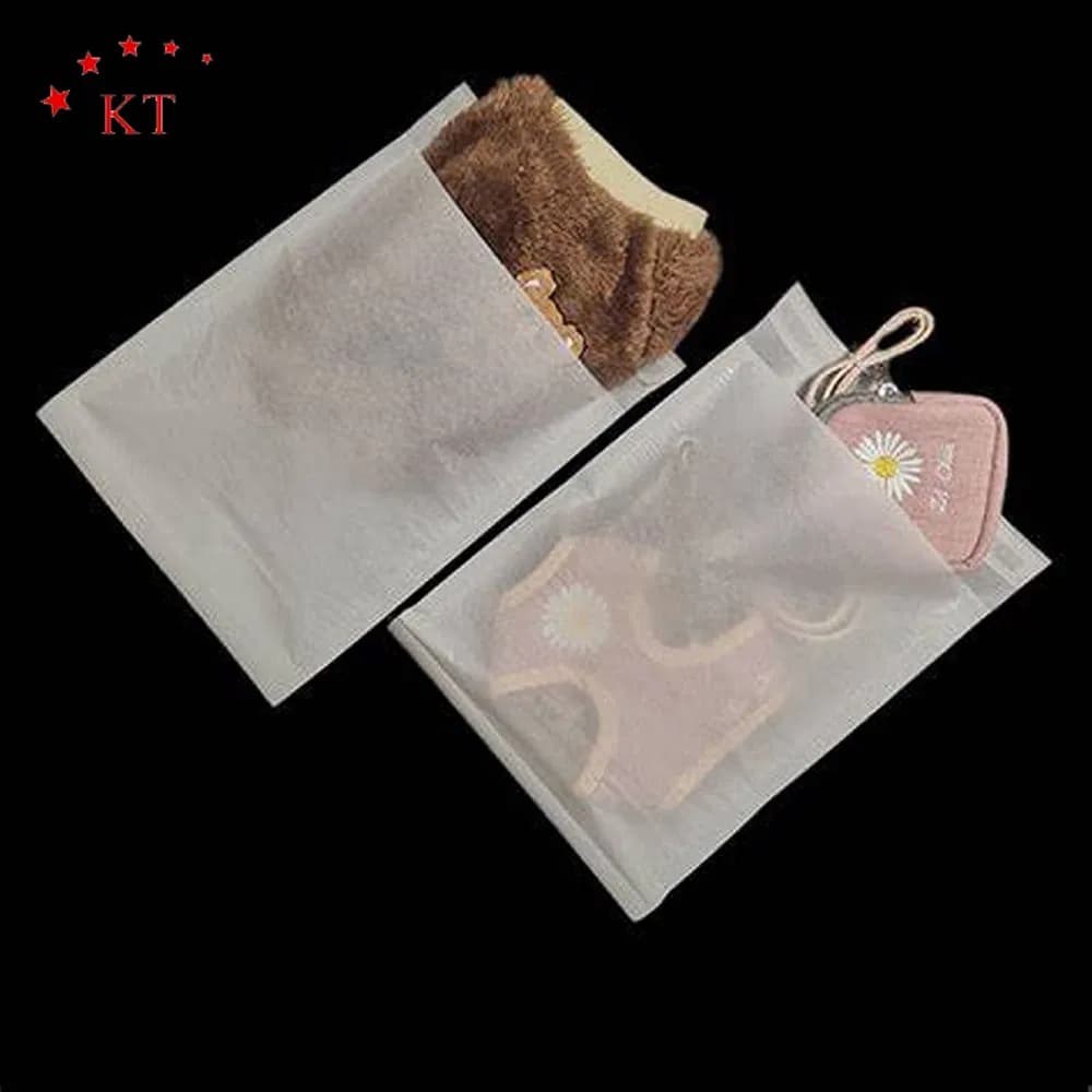 Customized Designed Recyclable Semi Transparent Big Size Thick Wax Glassine Paper Frosted Bags for Garments
