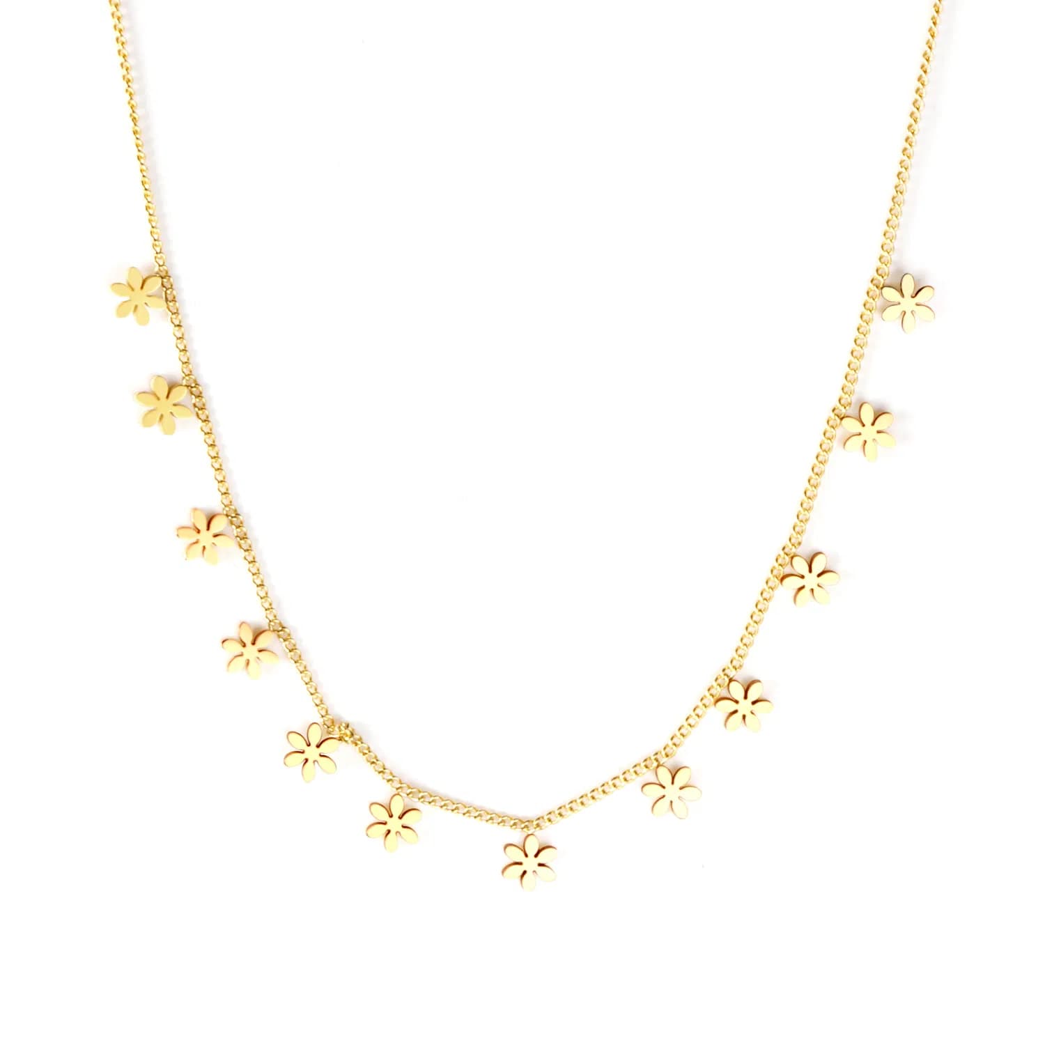 Ason Waterproof 18K Gold Plated jewelry Women Stainless Steel Flower Choker Necklace