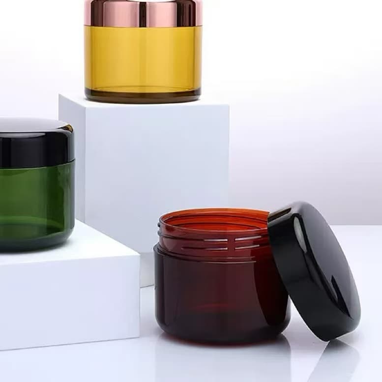Cosmetic Packaging Bottle: Pet Injection-Molded Thick-Walled Round-Bottom Cream Jar, Dark Green Lotion/Cream Empty Bottle Packaging Material