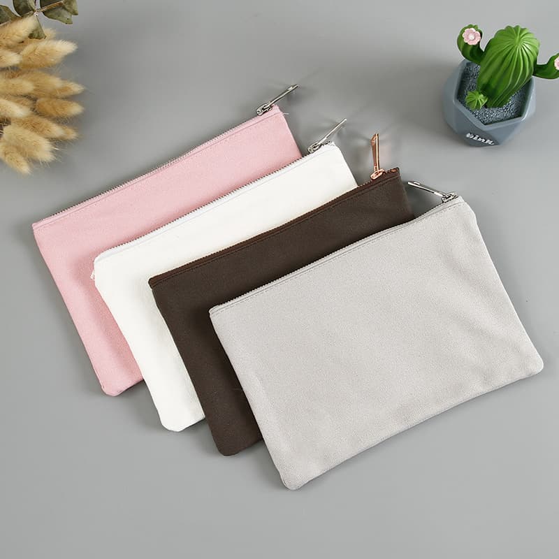 Trendy Solid Color Cotton Canvas Pencil Bags & Cases for School Supplies