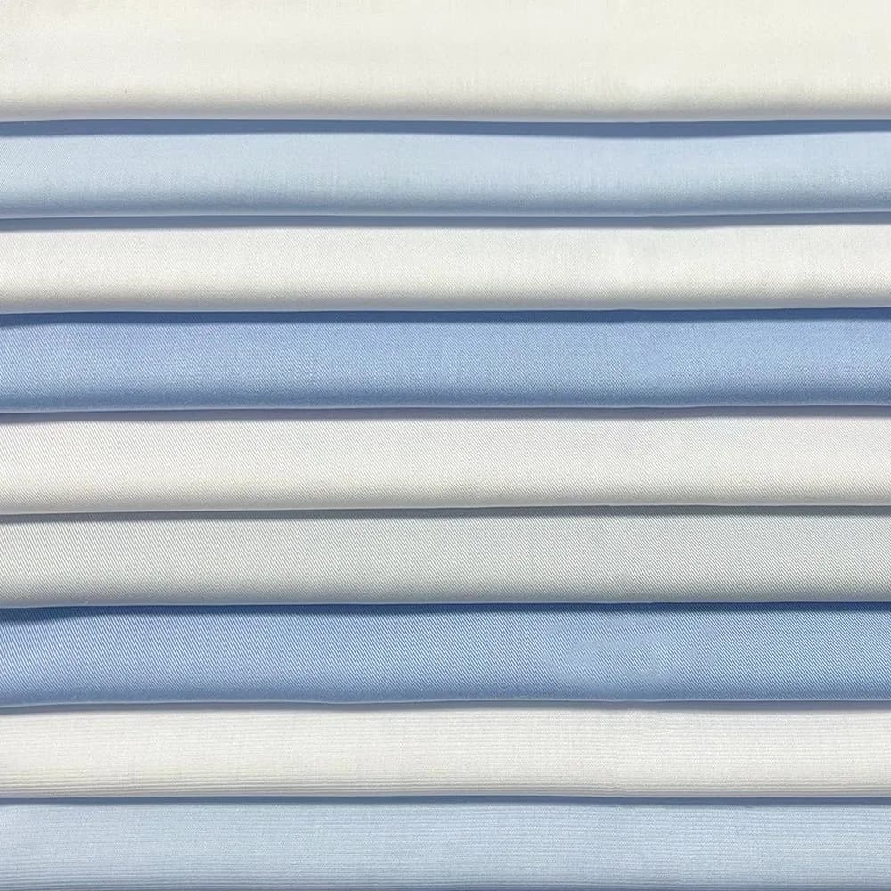 Fine Twill Solid Dyed Fabric Suitable Fabric for Business Shirts UV Resistant Cooling Fabric Mulberry Silk Bamboo Fiber Polyester Fiber