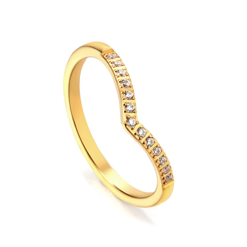 Ason Jewelry Stainless Steel Heart Round Zircon Ring Waterproof Ring