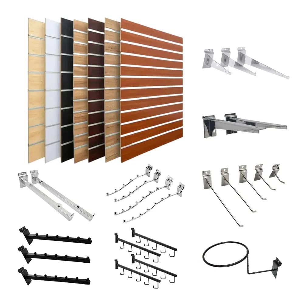 Heavy Duty Custom Chrome Metal Wire Peg Board Panel Slatwall Hooks/Net for Supermarket/Store Accessories Hanging Display Wall Gridwall Double/Single Line