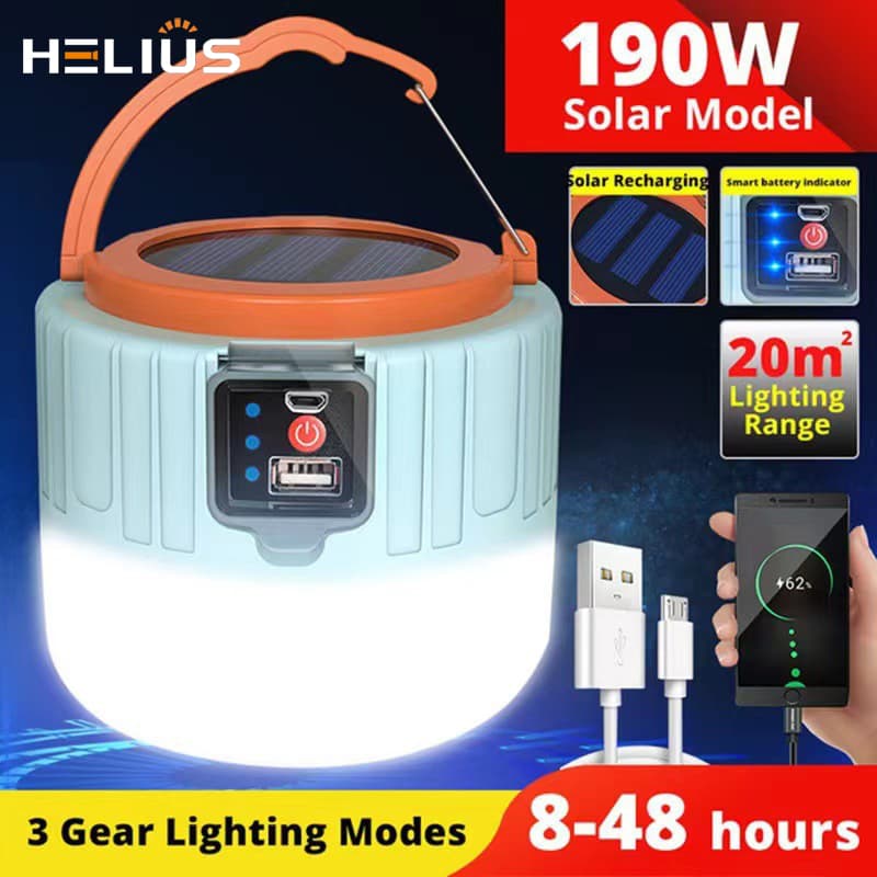 Solar Panel LED Bulb USB Input and Output Outdoor Lighting LED Camping Light Flashlight