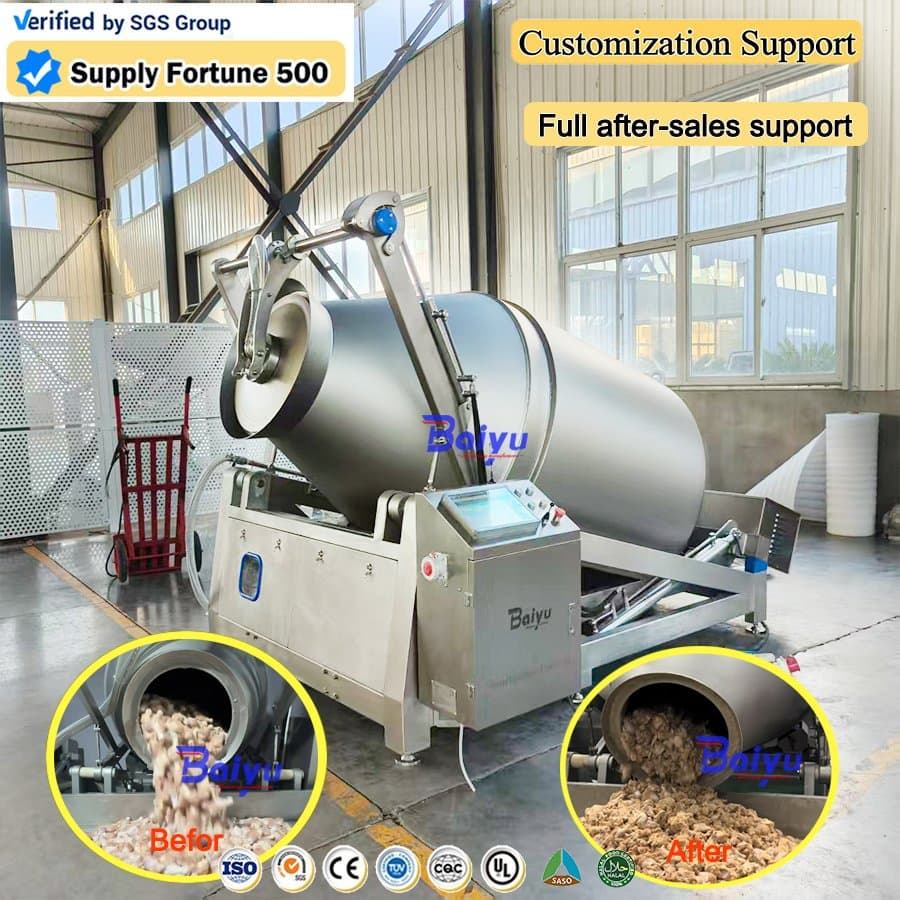 Baiyu Industrial Meat Tumbler Mixer with Cooling System for Frozen Food Processing