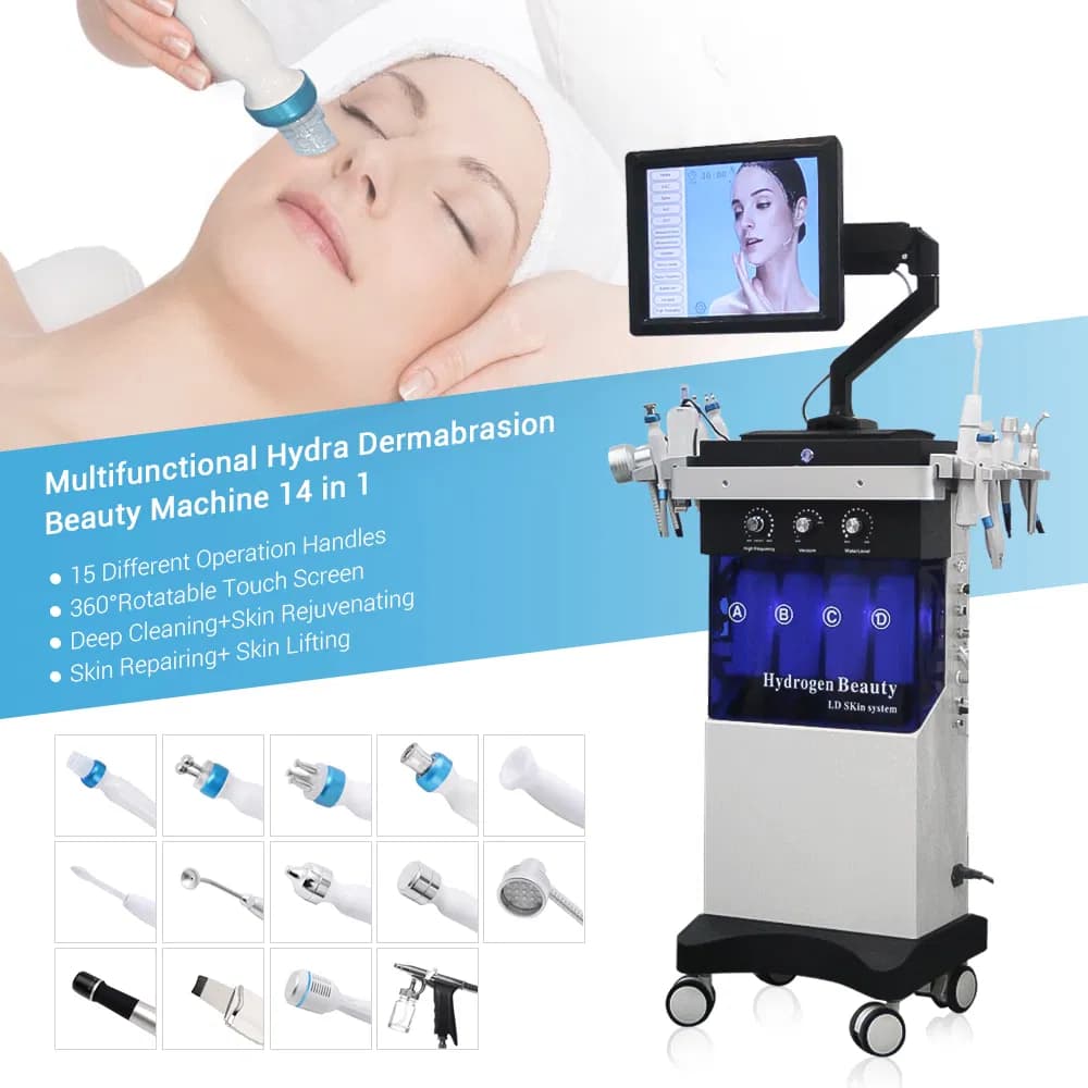 14 in 1 Hydra Microdermabrasion Oxygen Peel Facial Beauty Negative Pressure Therapy Suction Skin Rejuvenation Machine