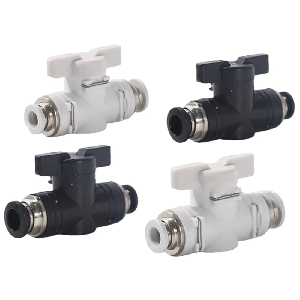 6mm Pneumatic Hand Control Air Speed Fitting Plastic Straight Union Ball Valve