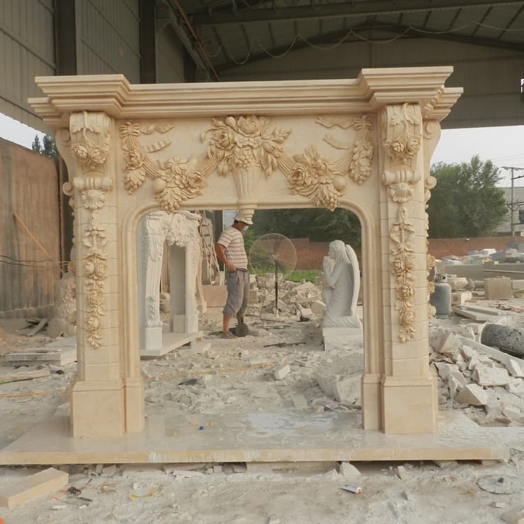 Hand Carved Home Decoration Cultured White Marble Fireplace Surround Price