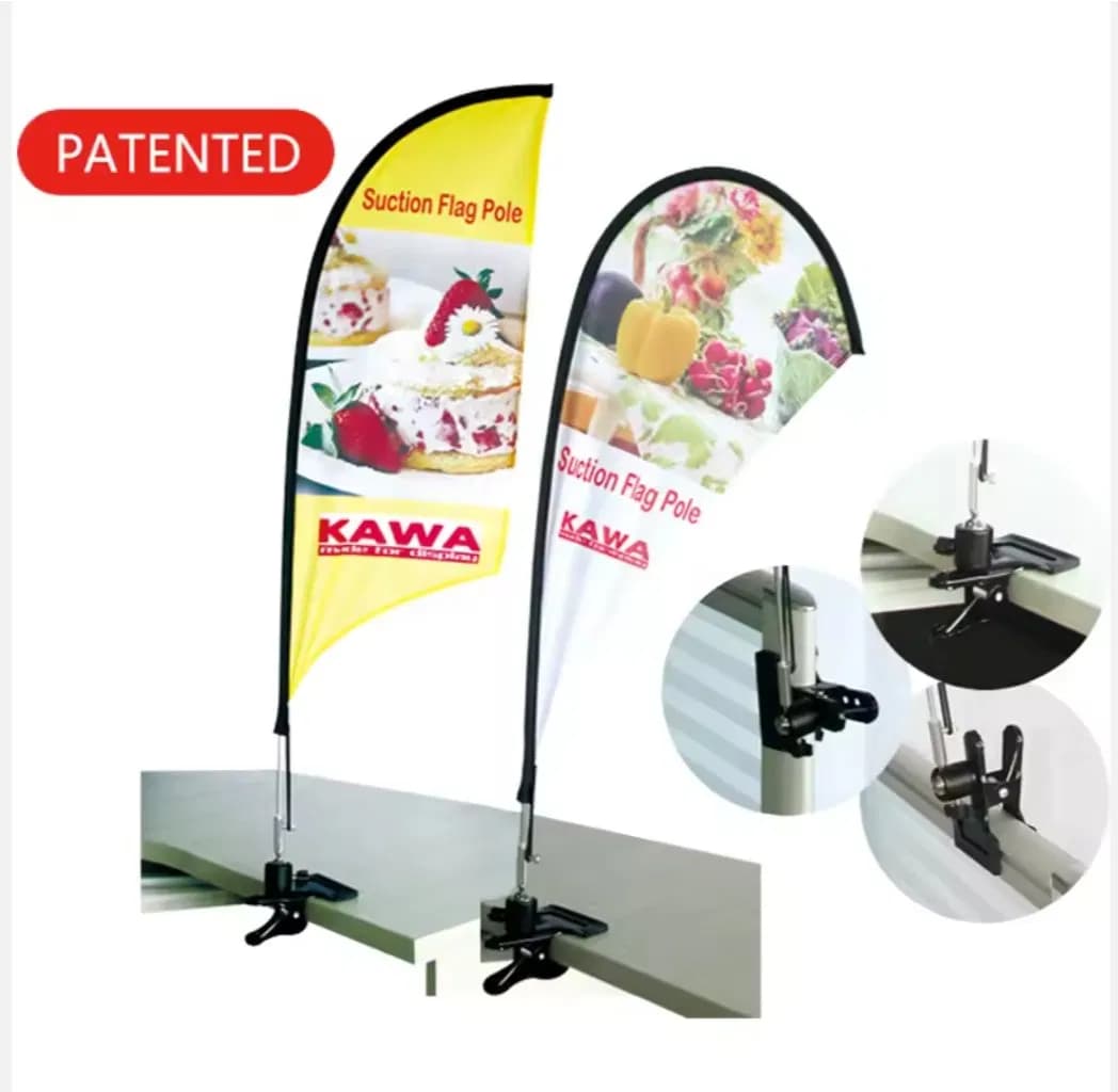 Custom Mini Table Small Clip Suction Desktop Flag with Fiberglass Flag Pole for Promotional Gifts Decoration