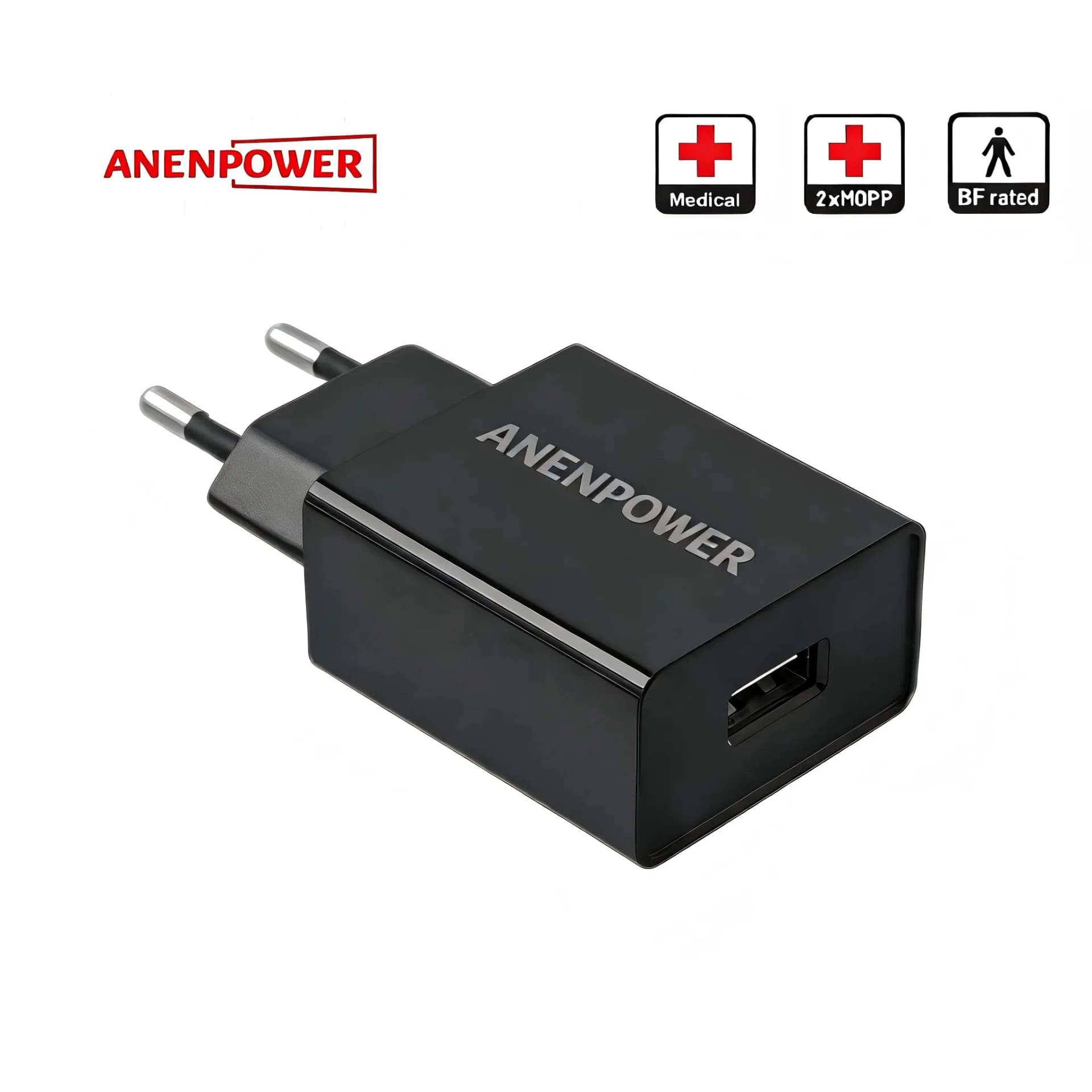 IEC 60601-1 Certified Medical Power Adapter 5V 2A EU Plug AC/DC Power Supply for Handheld ECG Monitors