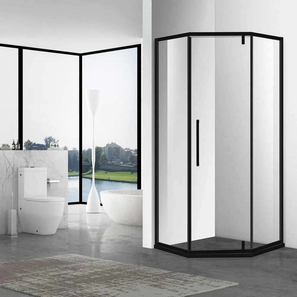 Modern Customized Size Black Frame Stainless Steel Shower Enclosure Glass Shower Room