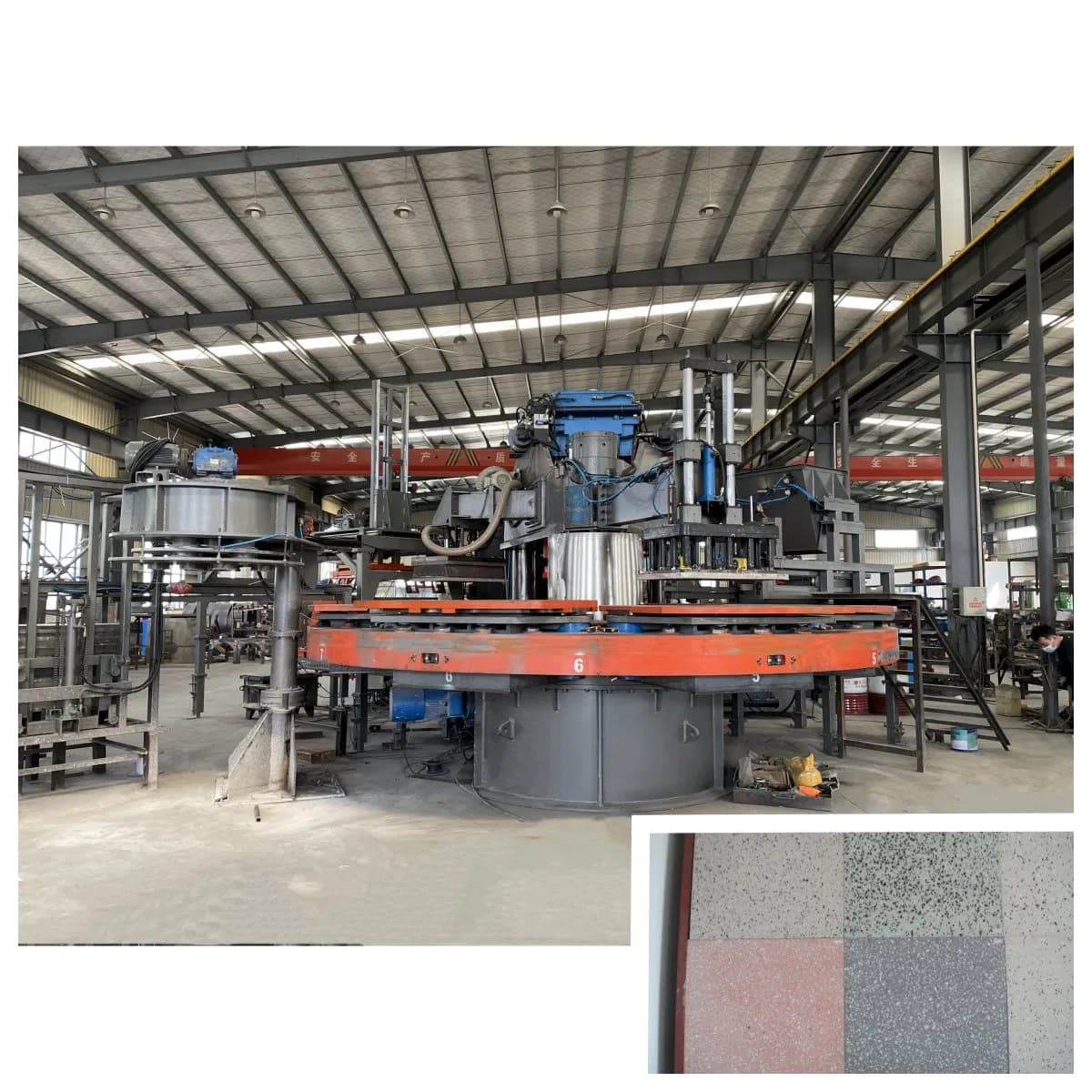 Architectural Stone Tile Forming PLC-Controlled 6-Station Rotary Terrazzo Pressing Machine