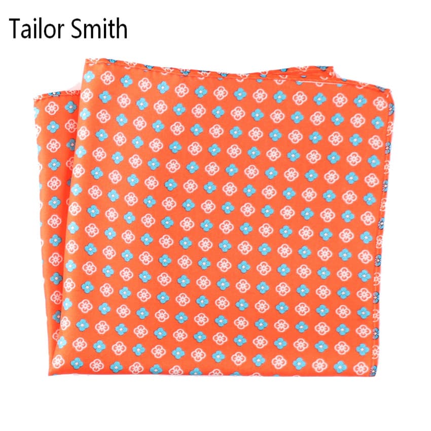 Luxury Silk Polyester Dots Plaid Flower Printed Pocket Square Hanky Handkerchief (SH-028)