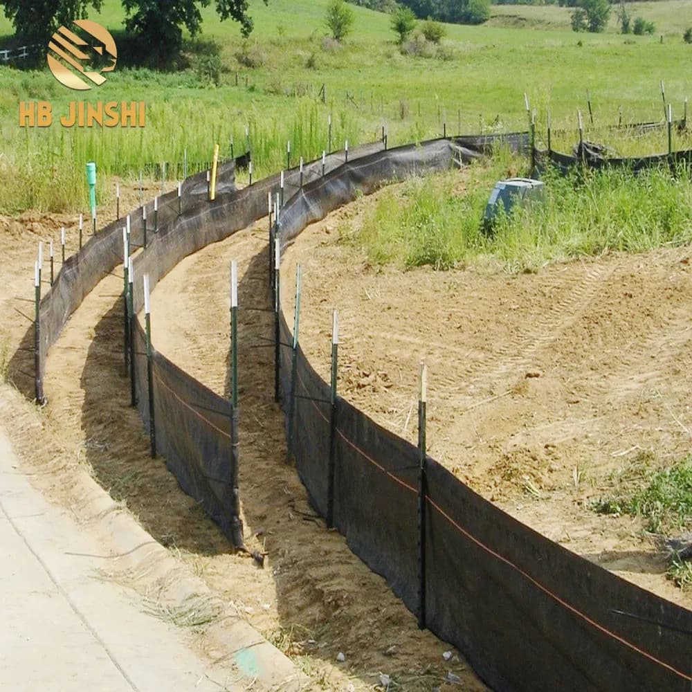 Construction Safety Silt Fence with 70GSM Black PP Geofabric Fabric