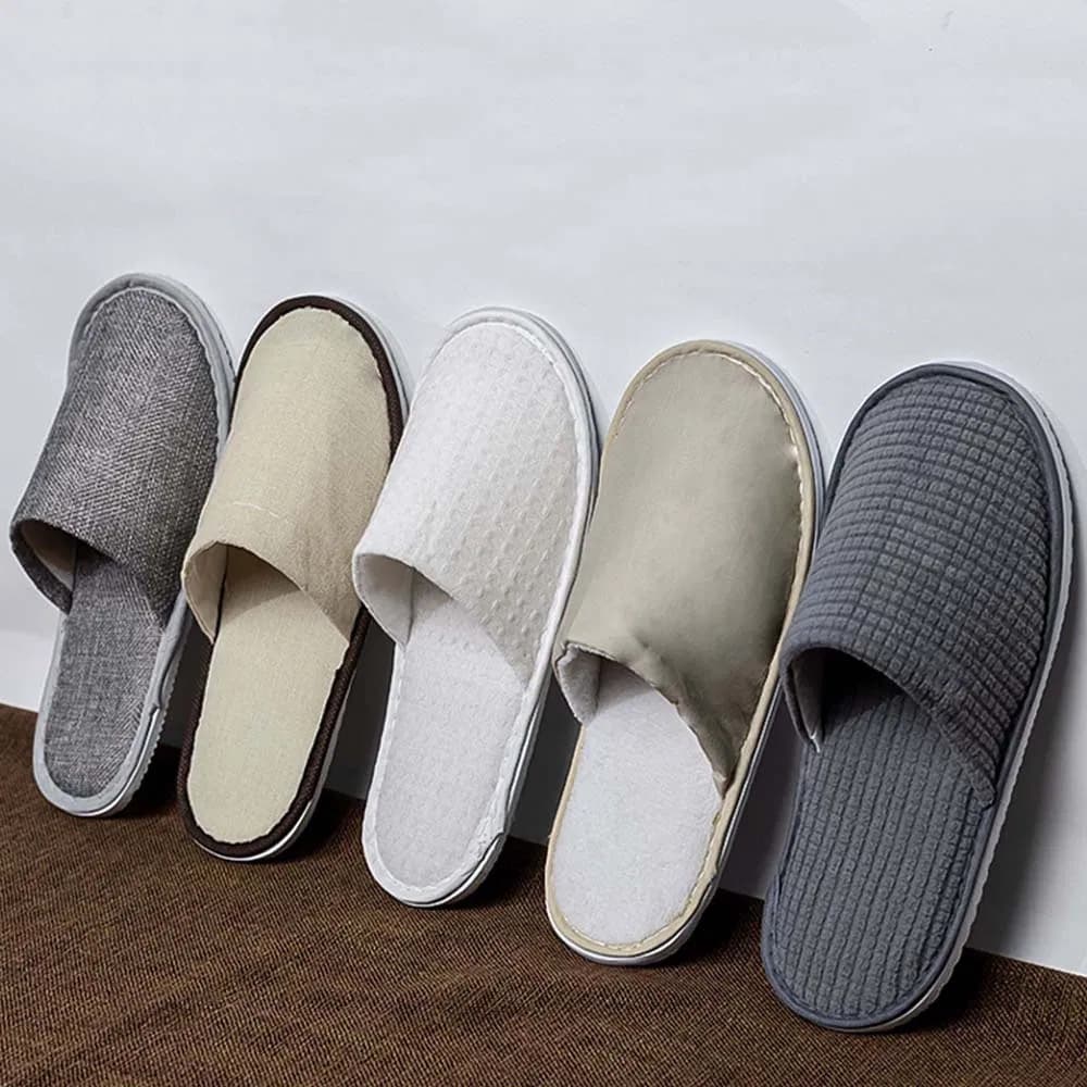 Wholesale Gender-Free Indoor Slippers in White/Gray/Pink/Purple/Blue with EVA Sole for Hotel/Business/Trip Can Be Customized