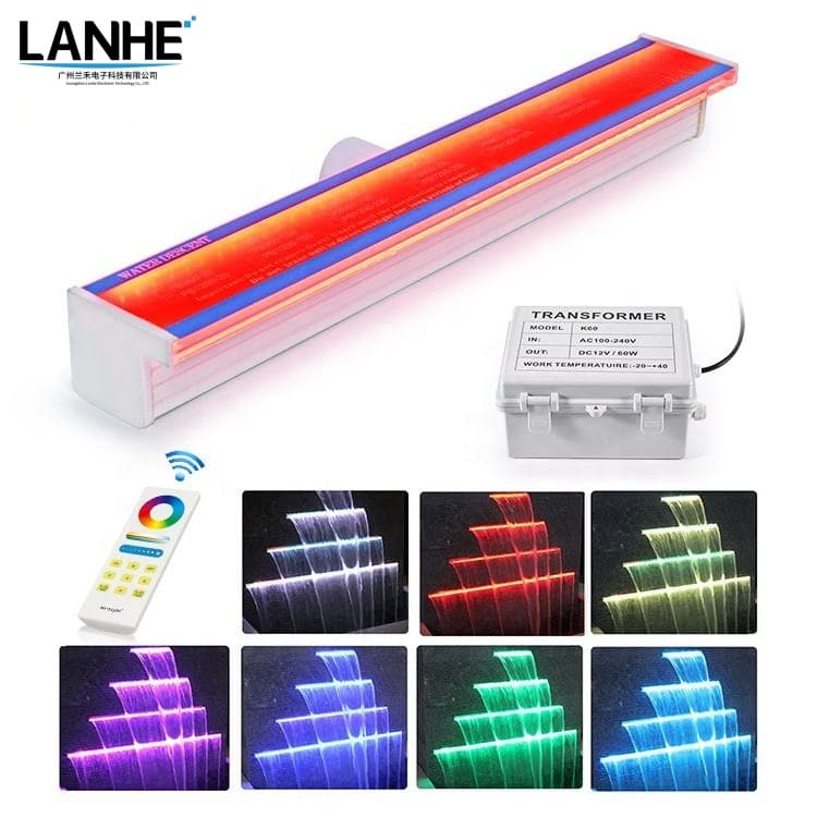 Outdoor Pool Waterfall Home Decor 60/90/120cm Water Descent Fountain Interior Decoration Light