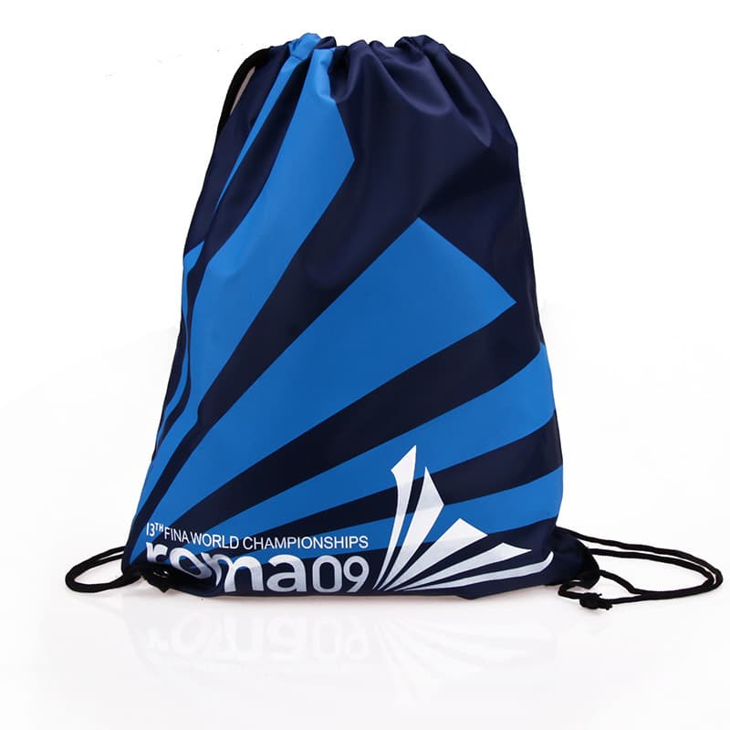 Low MOQ Event Black and Blue Customized Dye Sublimation Printing Promotional Drawstring Bag Support Customized Pattern
