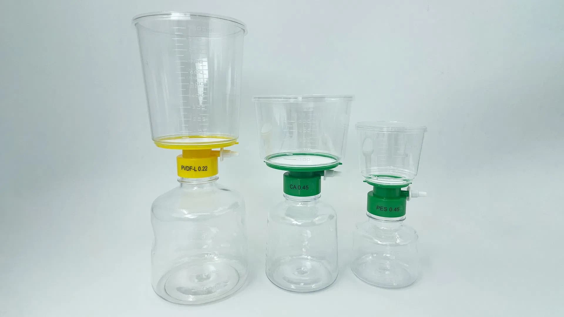 Disposable Sterile Vacuum Filter 250ml Storage Bottle PVDF 50mm 0.45um Bacteria Removal Filter