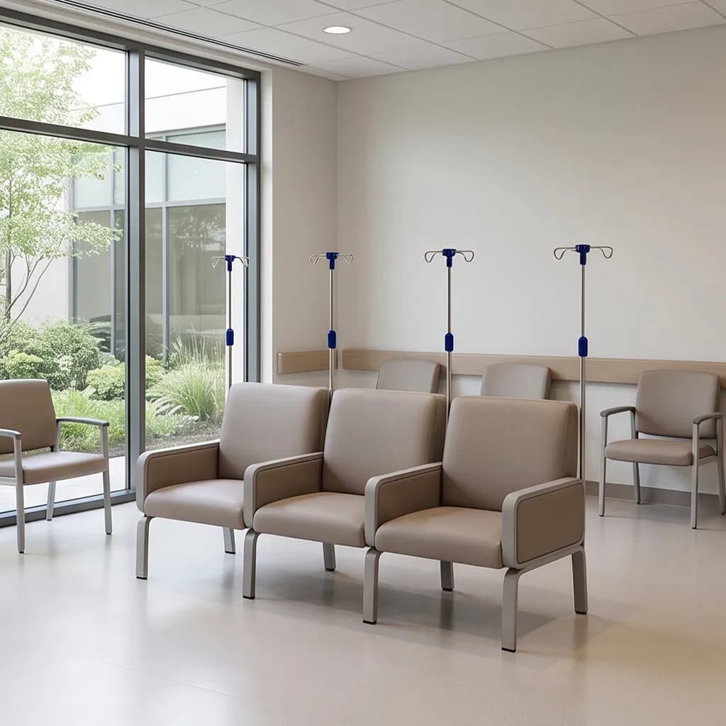 Factory Direct 1 2 3 4 Seat Hospital Lobby Infusion Sofa Leather Healthcare Treatment Center Infusion Armchair Metal Base Clinic Patient Medical Recliner Chair
