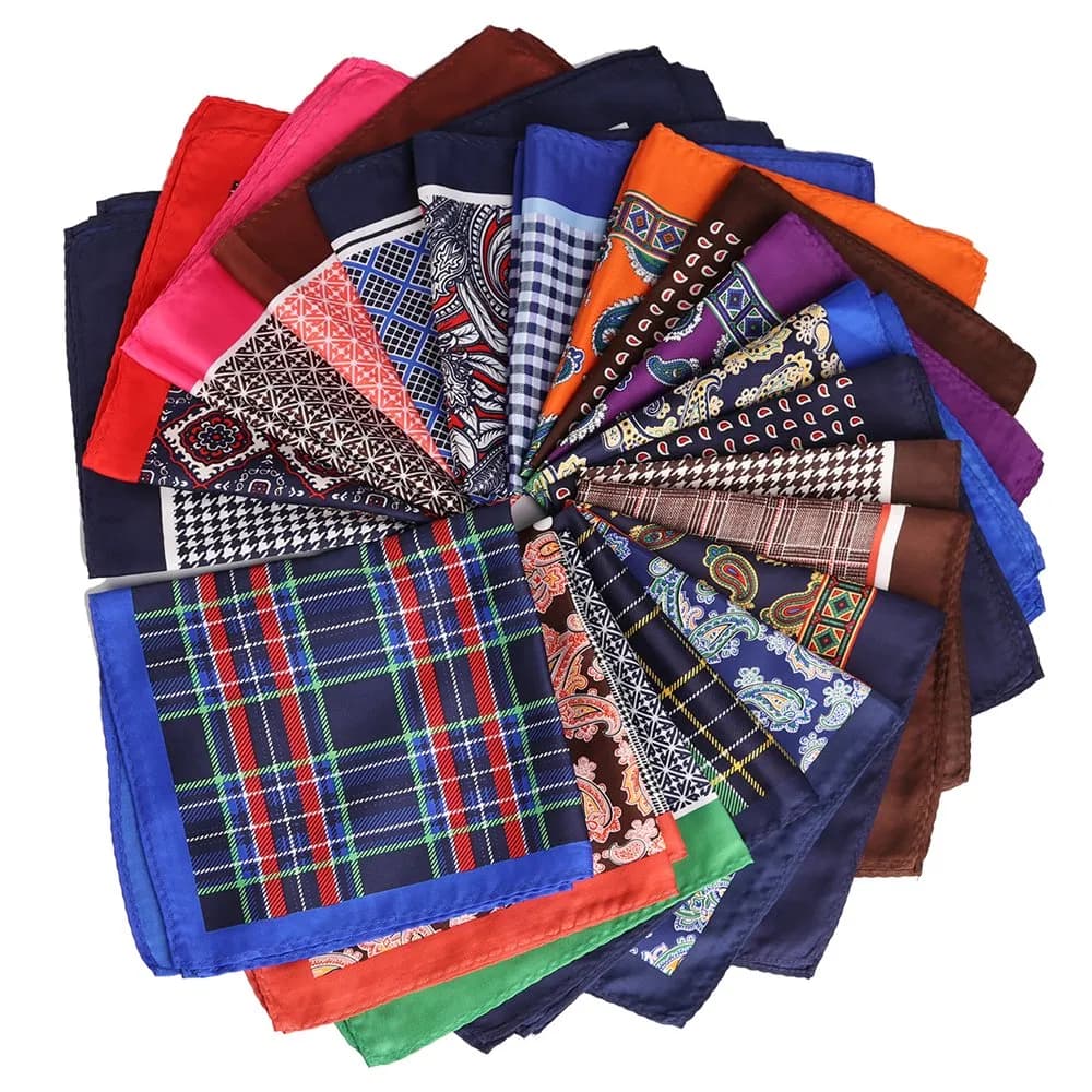 Stocked Men Large Size 33X33cm Floral Checked Paisley Suit Pocket Square Handkerchief