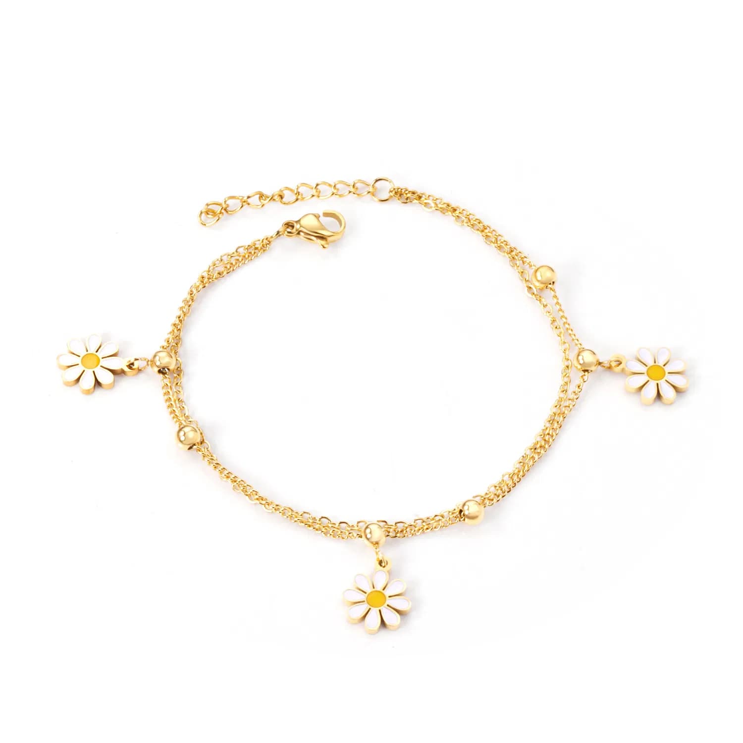 Ason Jewelry Wholesale Fashion Bracelet Women's Stainless Steel Enamel Flower Charm Bracelet