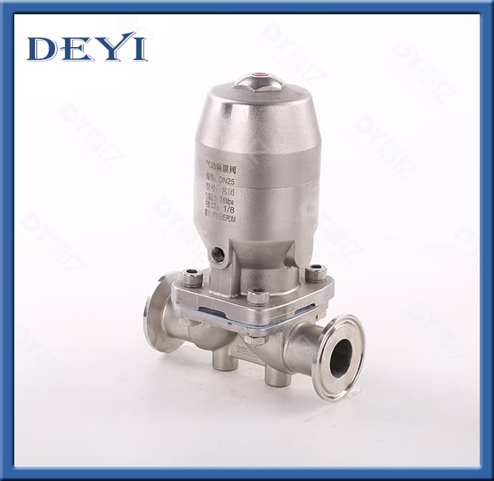 DN50 Stainless Steel Hygienic SS316L Two-Pass Diaphragm Valve Pneumatic Valvula Neumatica De Diafragma De DOS Pasos SS316L