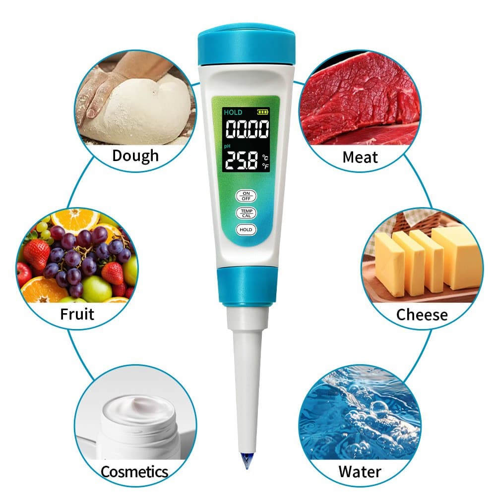 Portable Digital pH 0-14pH Meter for Food Quality Testing Cheese Fruit